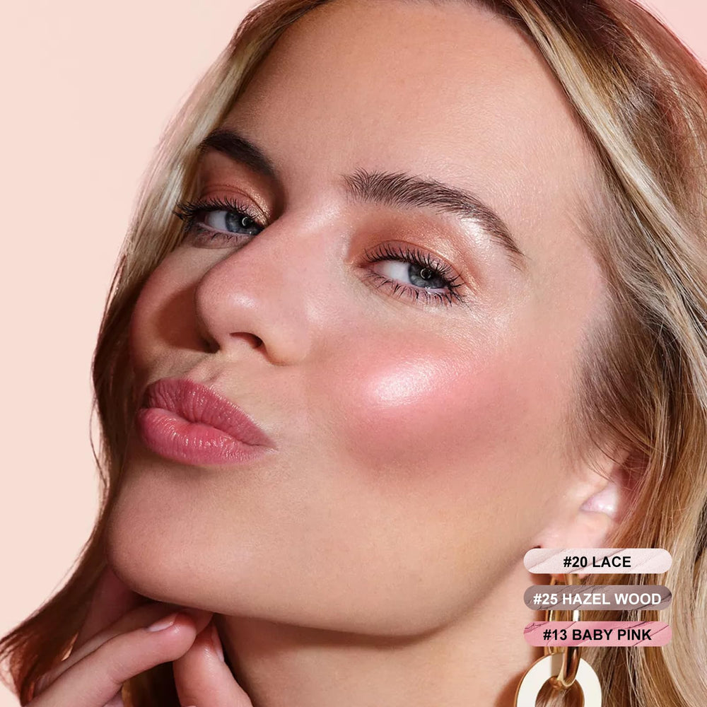 FOCALLURE contour sticks swatches for natural blush, bronze and glow effects.