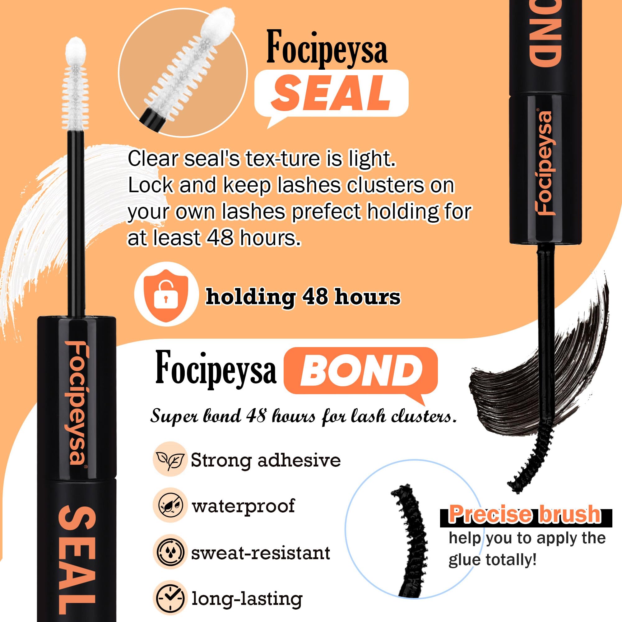 Focipeysa Bond and Seal glue bottle ready for secure lash adhesion.