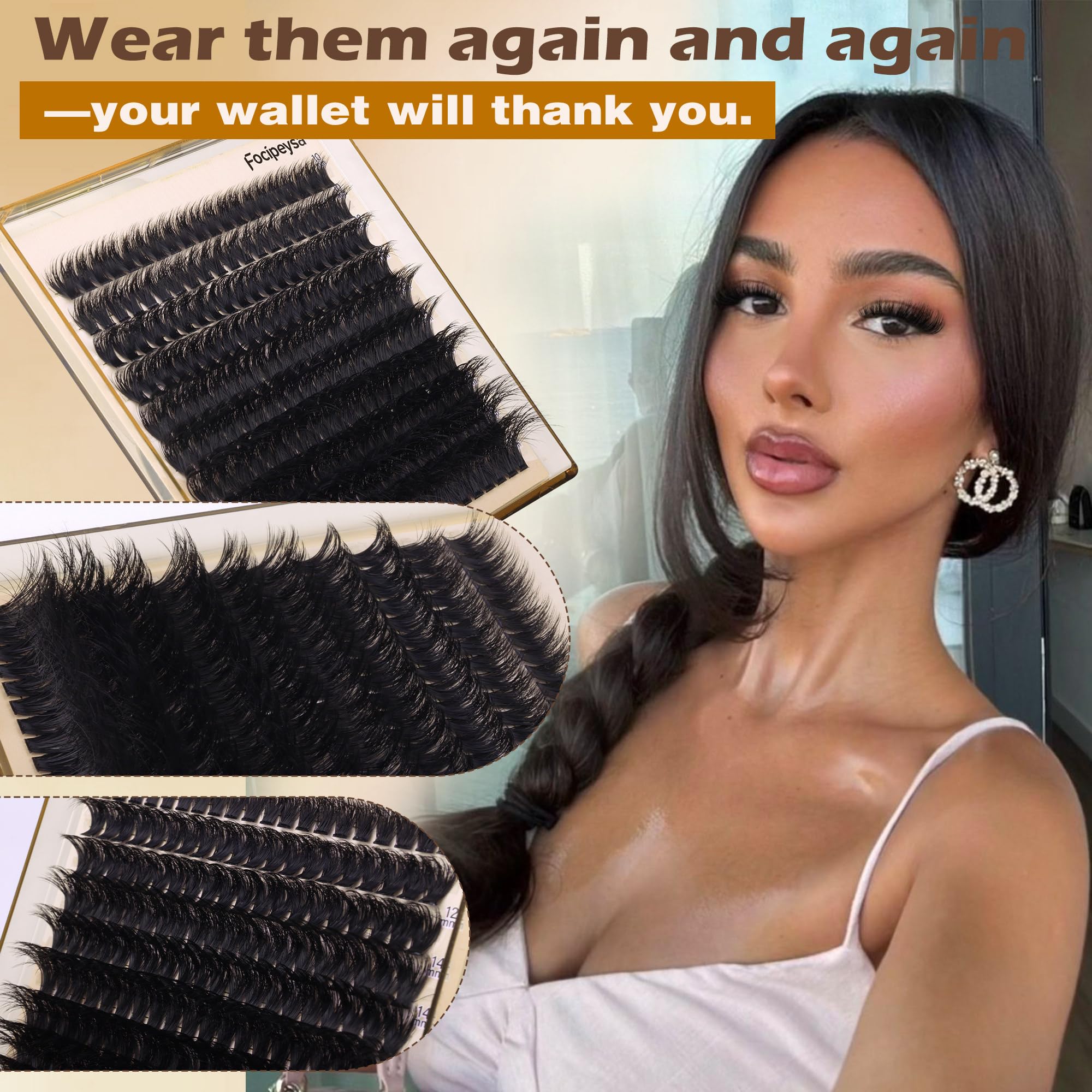 Focipeysa DIY Cluster Lash Kit for quick, salon-like results at home.
