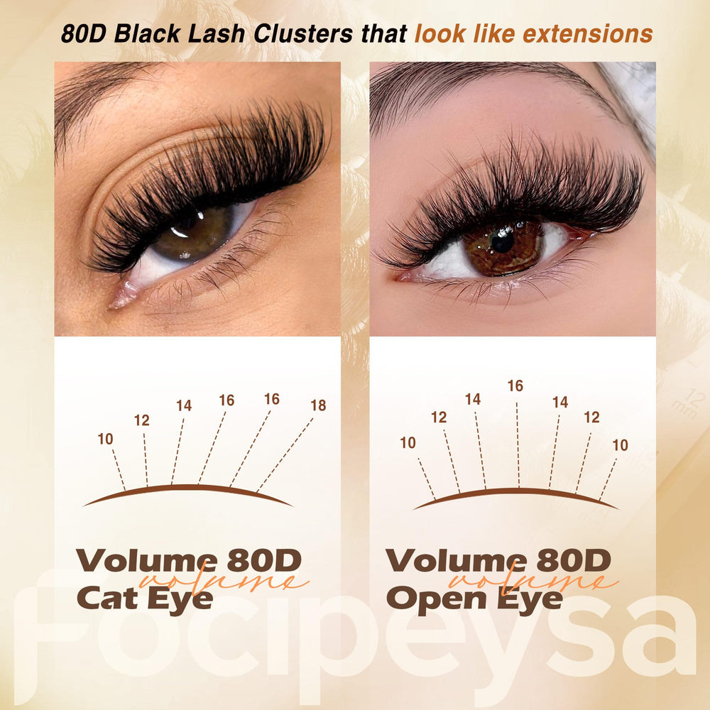 Focipeysa matte black D curl clusters offering natural-feel, lightweight wear.