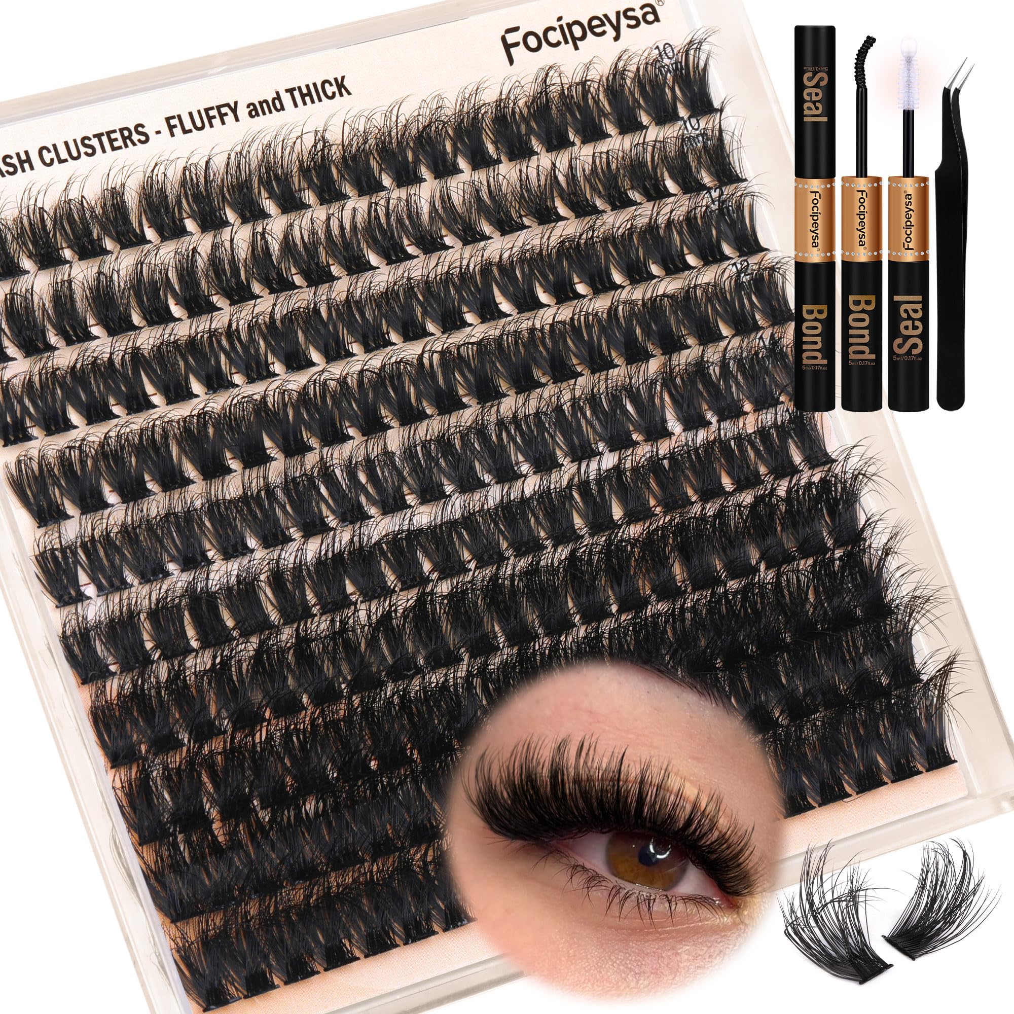 Focipeysa full-volume lash kit 200pcs for versatile home lash styling.