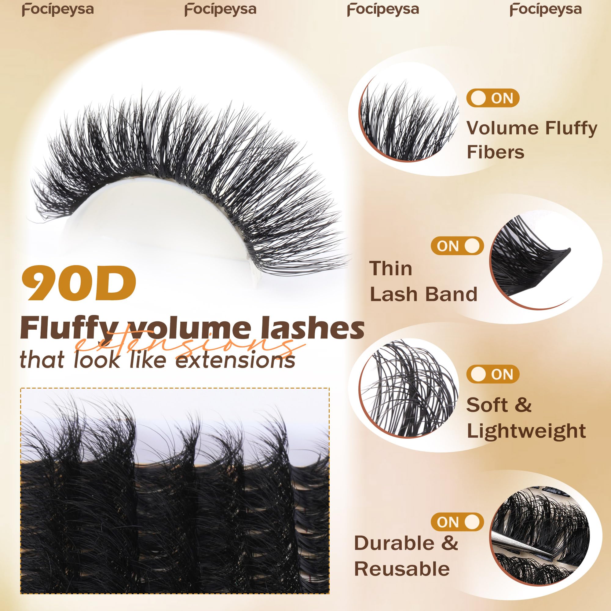 Focipeysa lash applicator tweezers ready for precise cluster placement