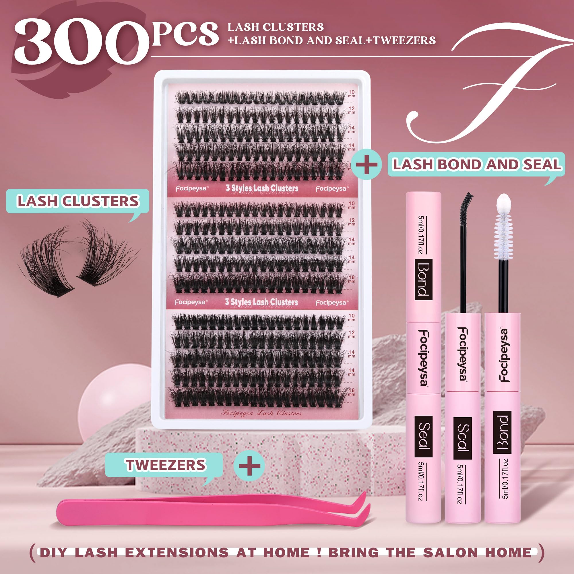 Focipeysa lash clusters CCurl lift for a lifted, wispy look.
