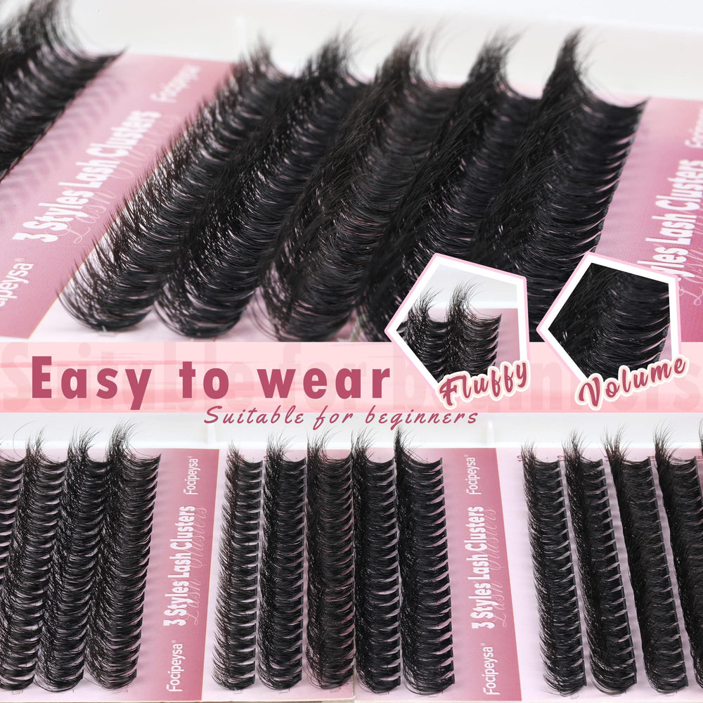 Focipeysa synthetic mink lash clusters feel soft with realistic appearance.