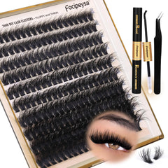 Focipeysa lash extension kit 200D fluffy clusters for salon-like volume at home