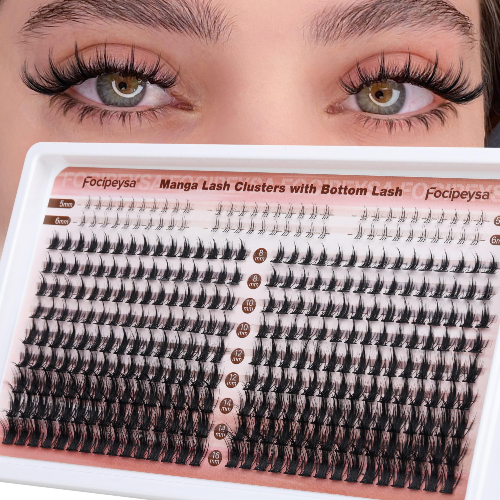 Focipeysa manga lash clusters 8-16mm bundle for dramatic cosplay eye look