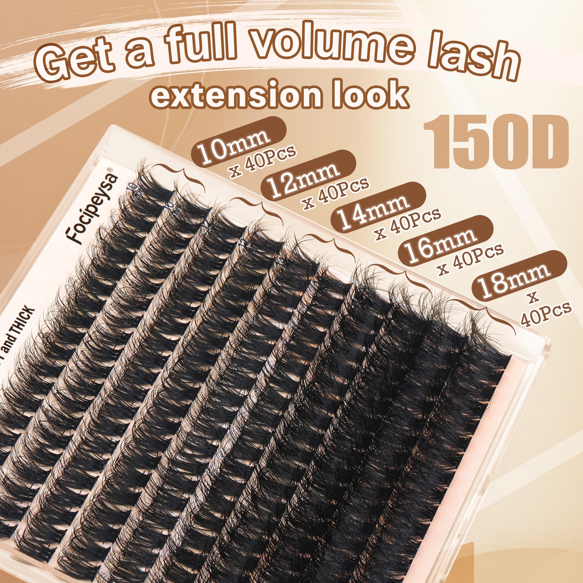 Focipeysa matte black D-curl clusters for natural-looking volume.