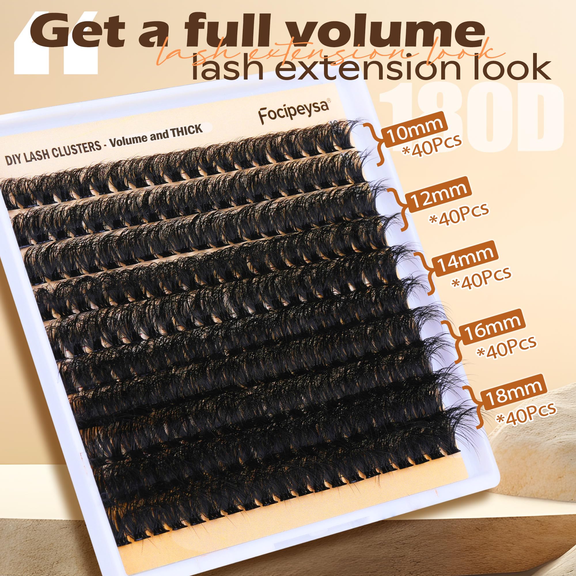 Focipeysa matte black D curl clusters resting on natural lashes