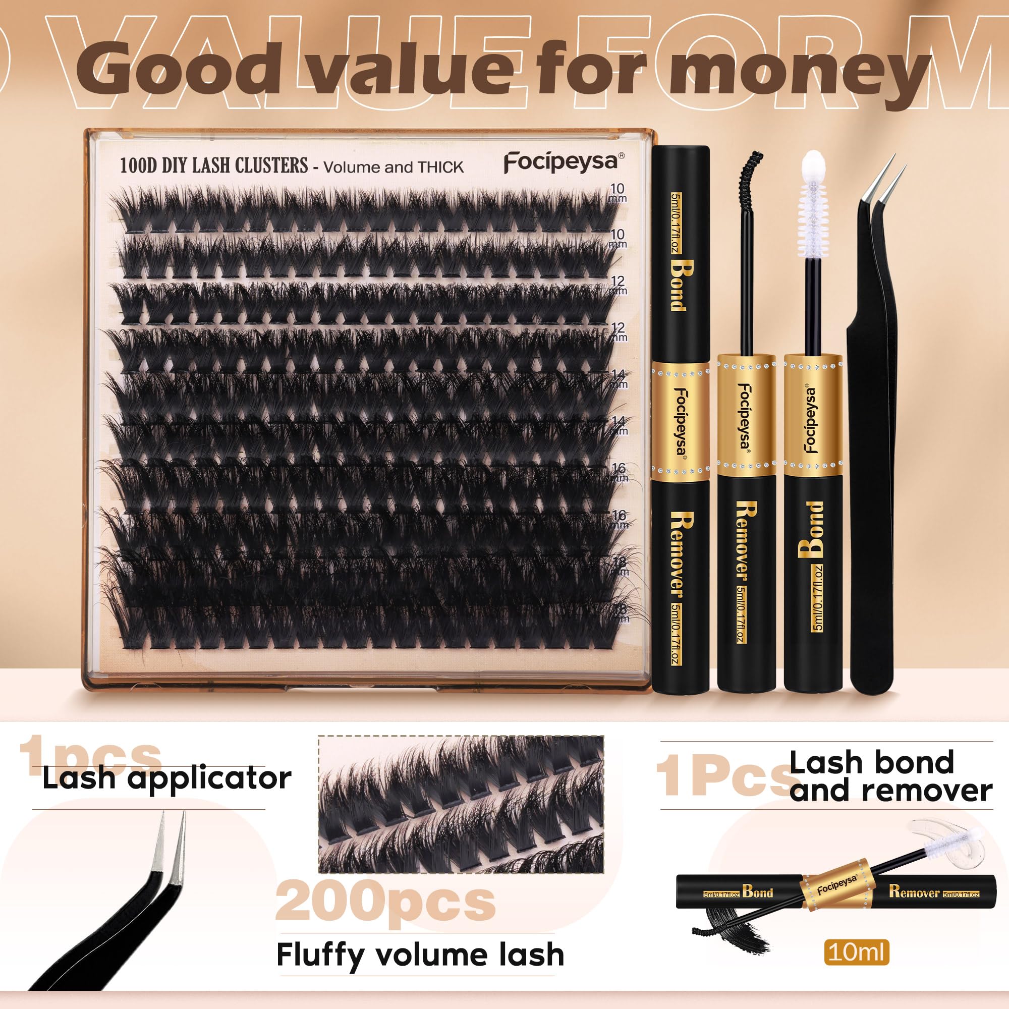 Focipeysa Waterproof, long-lasting cluster lashes ideal for daily wear.