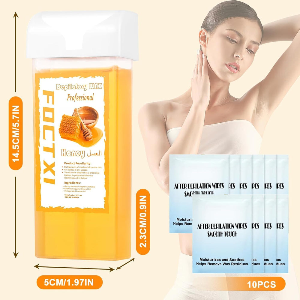 FOCTXI compact-wax-roller-kit in-use at home for efficient full-body waxing.