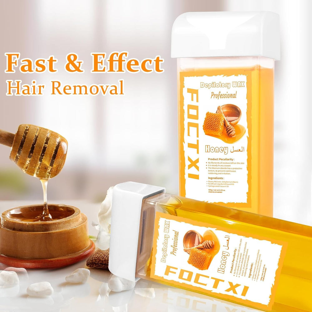 FOCTXI honey-wax-cartridge close-up highlights natural, gentle ingredients for sensitive skin.