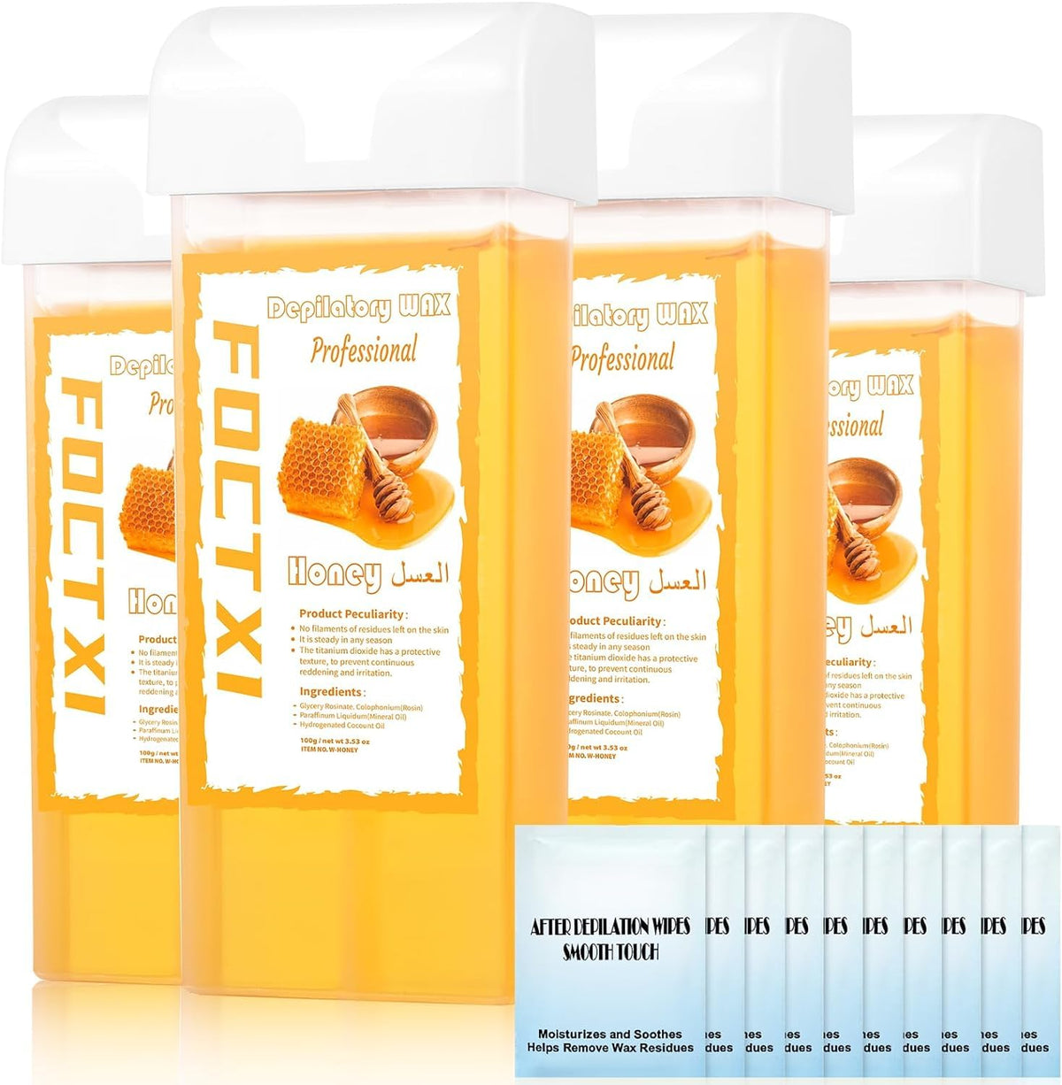 FOCTXI Wax Roller Kit wax cartridges in a pack for at-home hair removal.