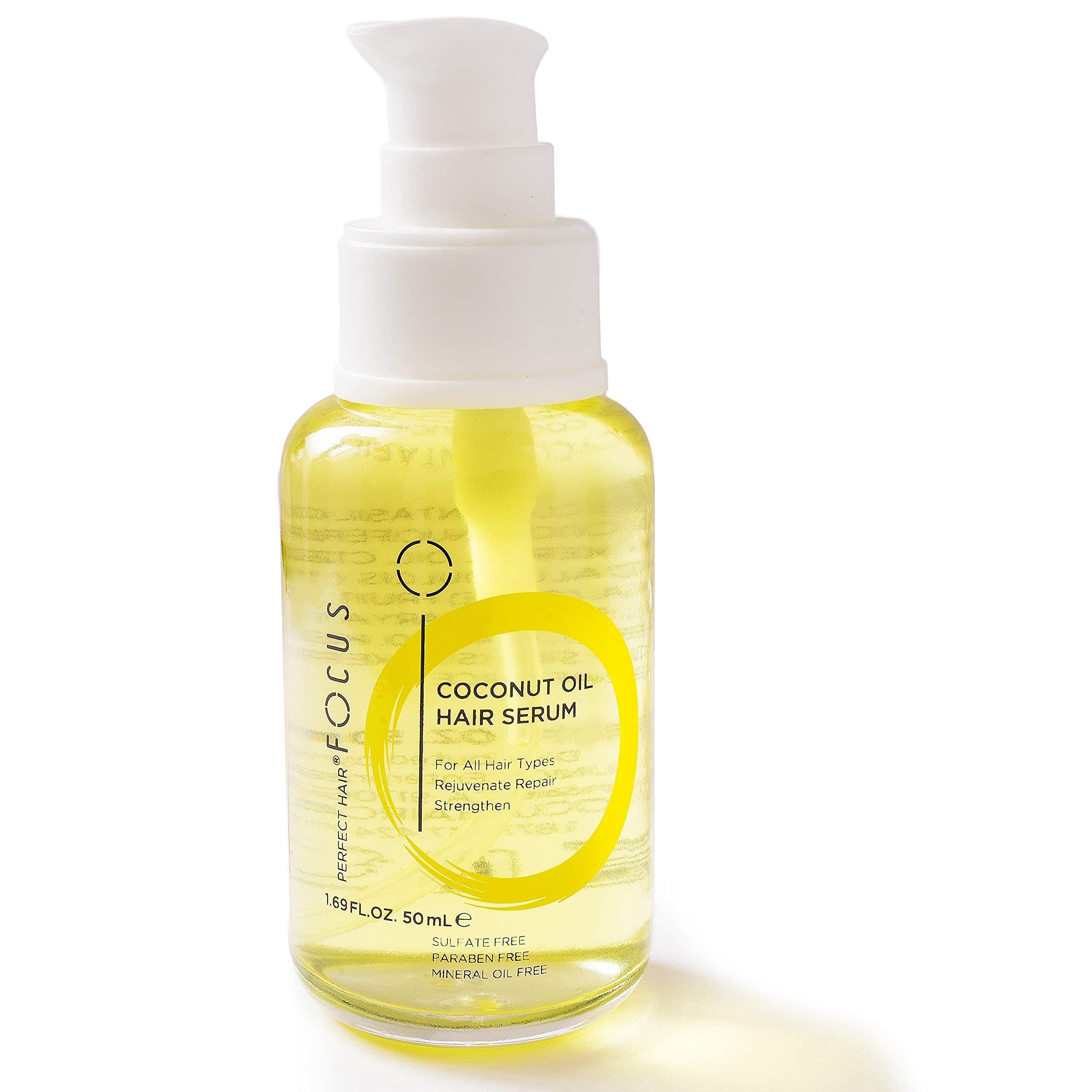 Focus Perfect Hair Serum ingredients include coconut, argan, olive oils for nourishment.