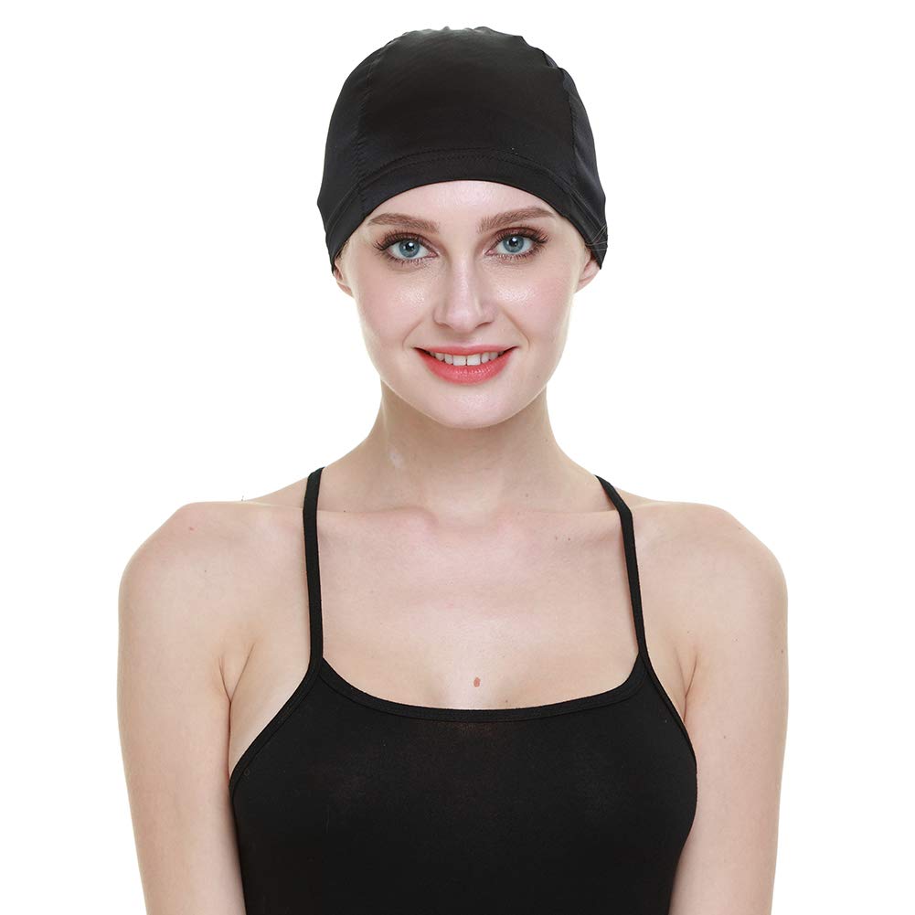 FocusCare wig cap mulberry silk back view shows secure elastic band.