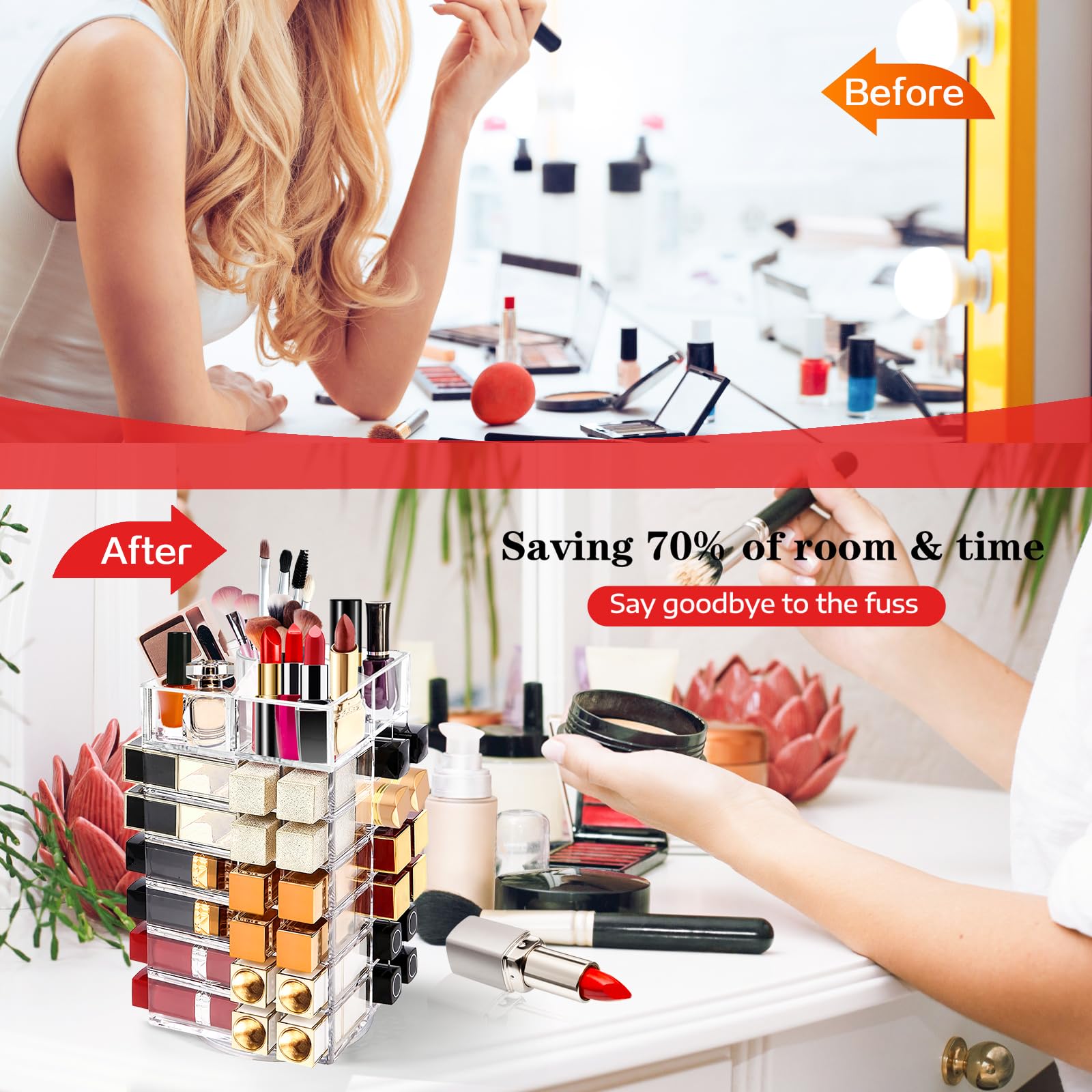FODIENS large top slots hold frequently used lipsticks for quick pick