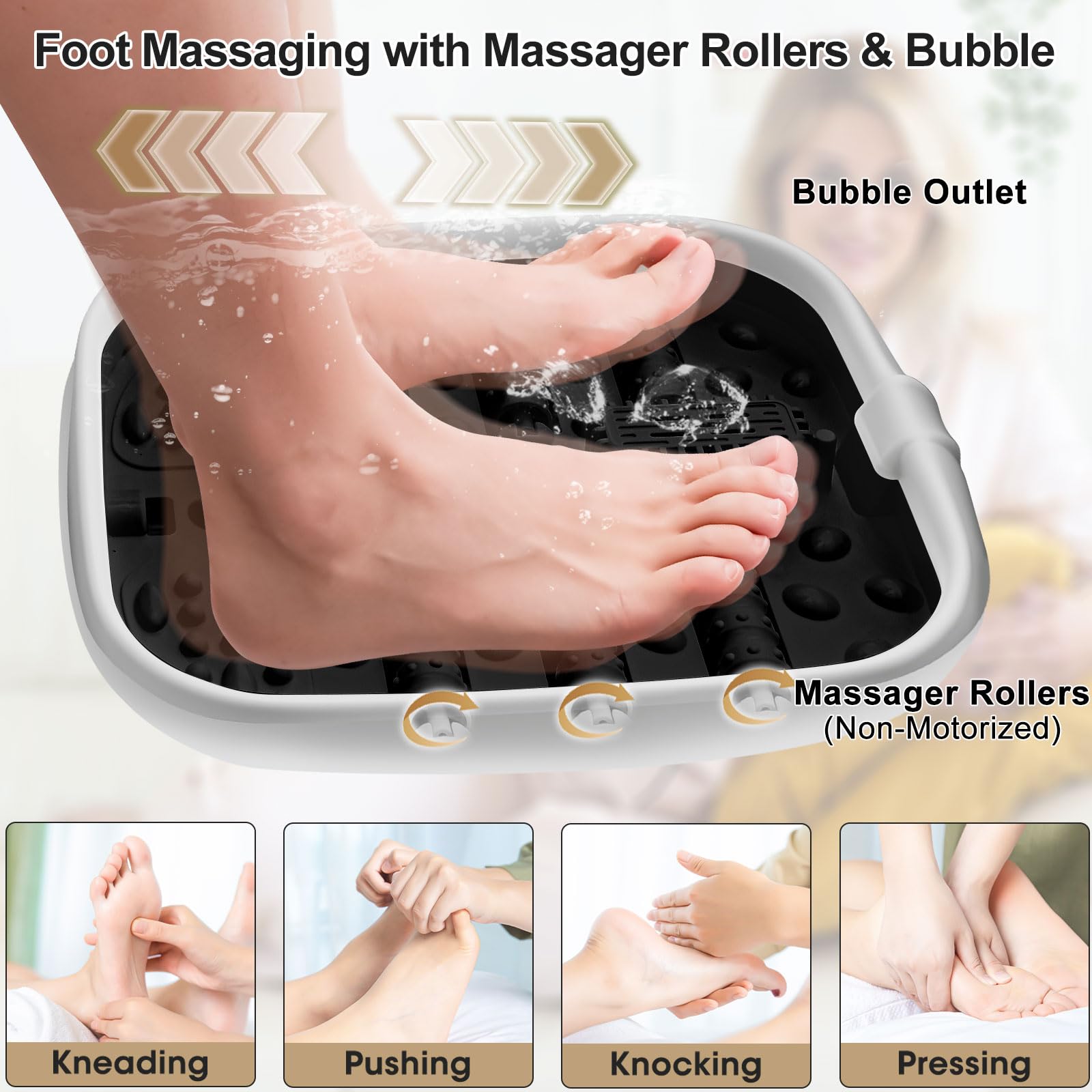 FOFOJOY foot spa bath with bubbles and red light for spa ambiance