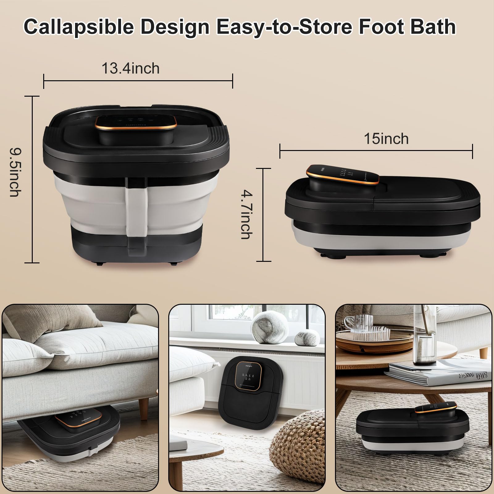 FOFOJOY collapsible design for compact storage of foot spa bath