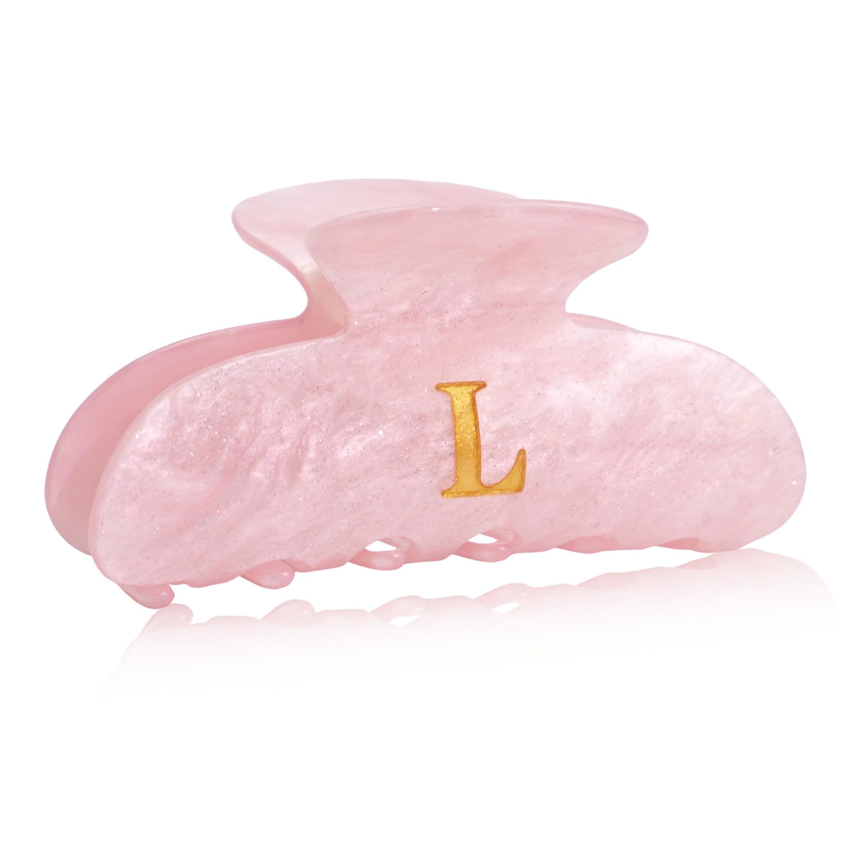 Fohufo acrylic letter hair clip with pink monogram L for secure hold and chic style.