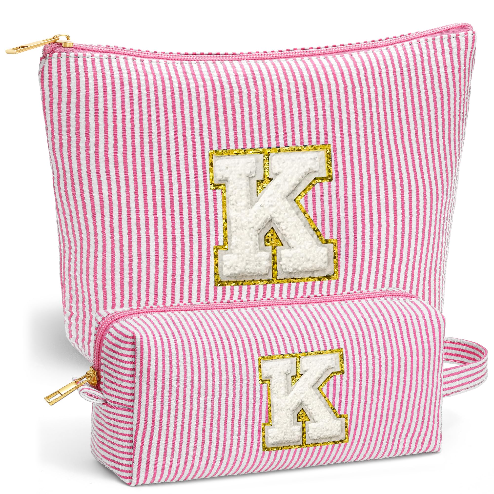 Fohufo beach bag pink initial K front view for organized travel