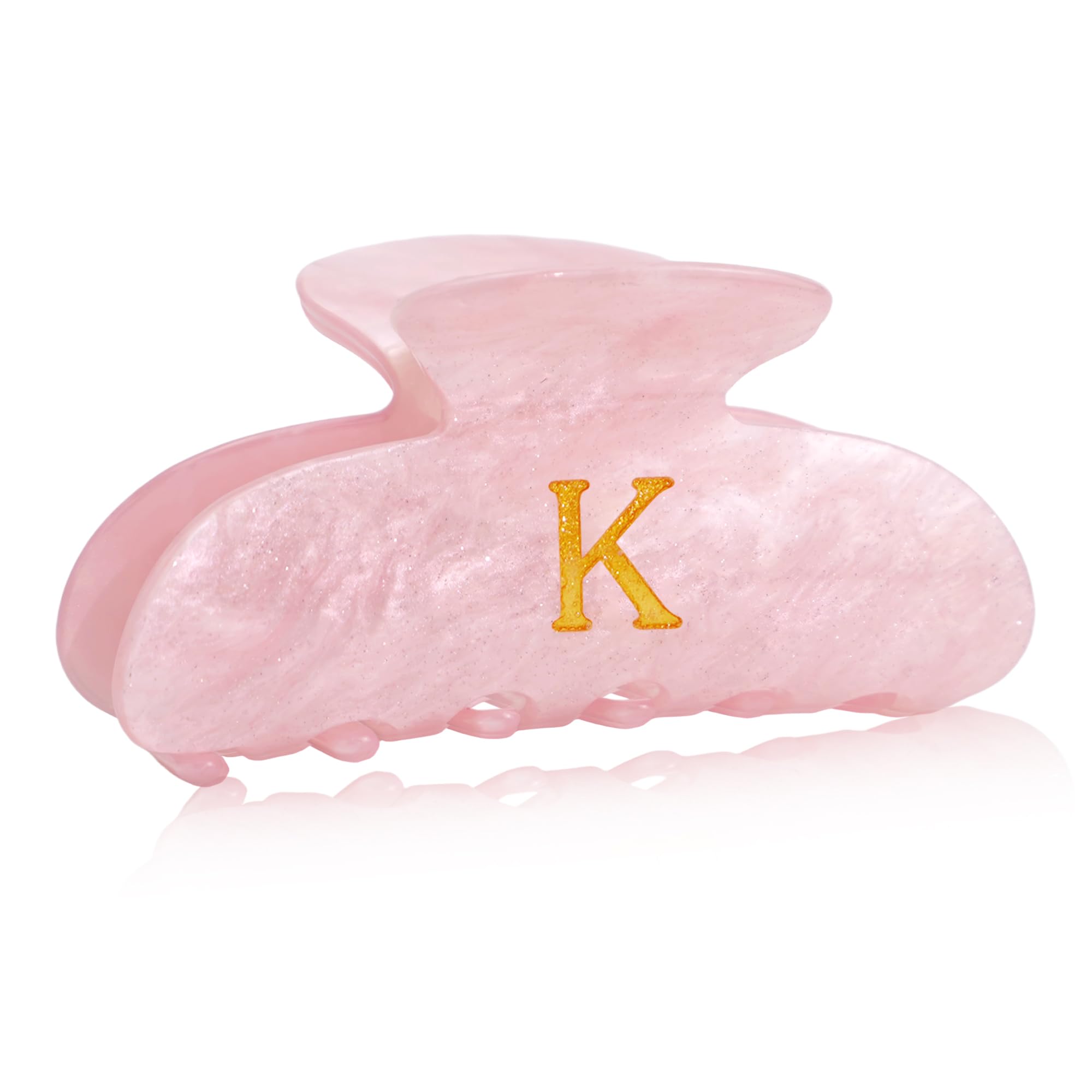 Fohufo initial cute hair clip pink letter K with secure hold for busy mornings