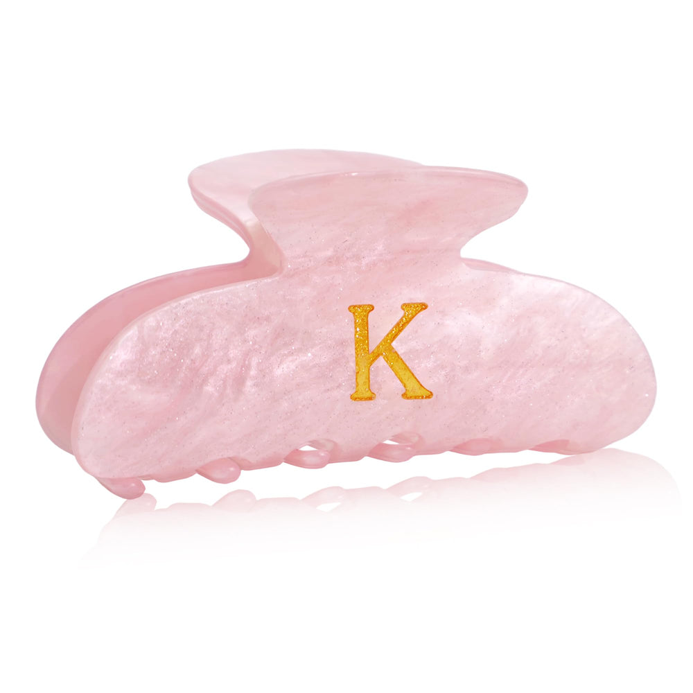 Fohufo initial cute hair clip pink letter K with secure hold for busy mornings