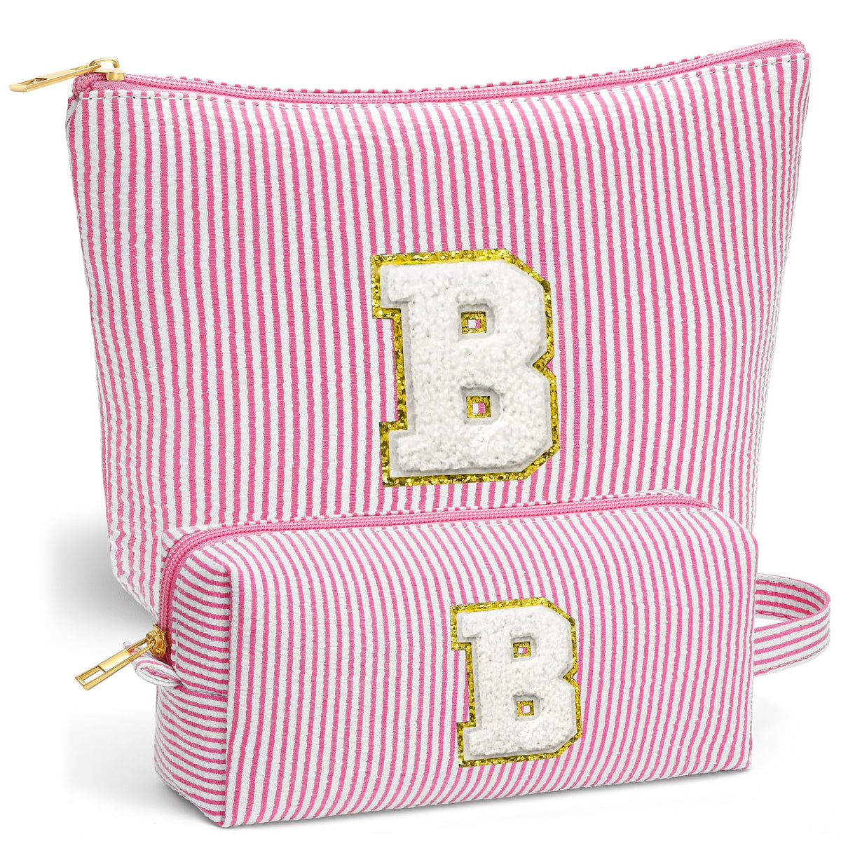 Fohufo initial makeup bag large front view for organized travel storage.