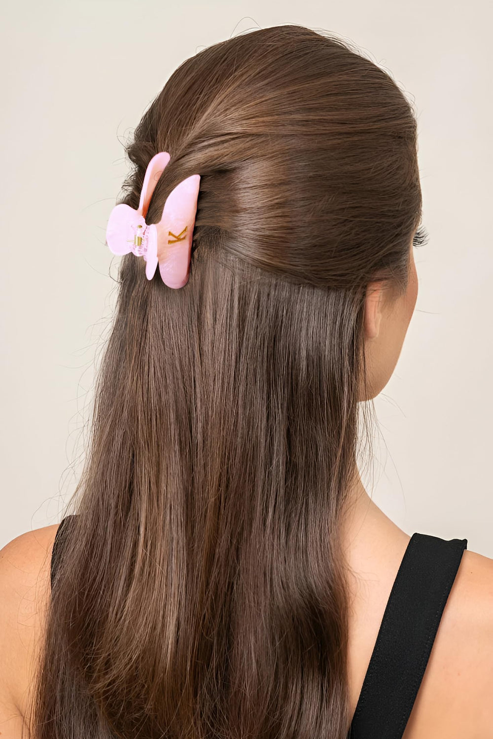 Fohufo pink letter K glitter clip adds subtle sparkle for everyday looks