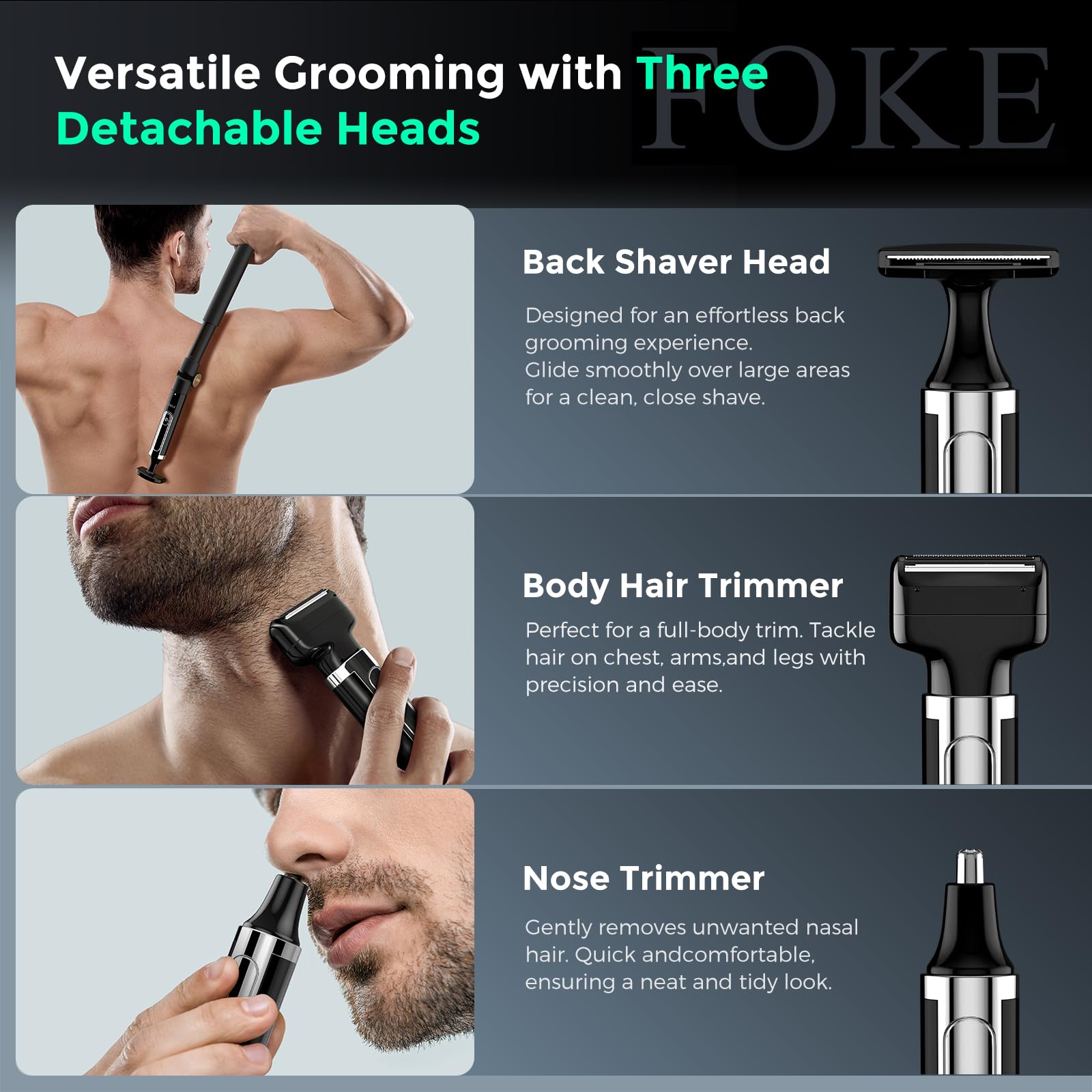 FOKE back shaver extendable handle reaches hard to reach areas