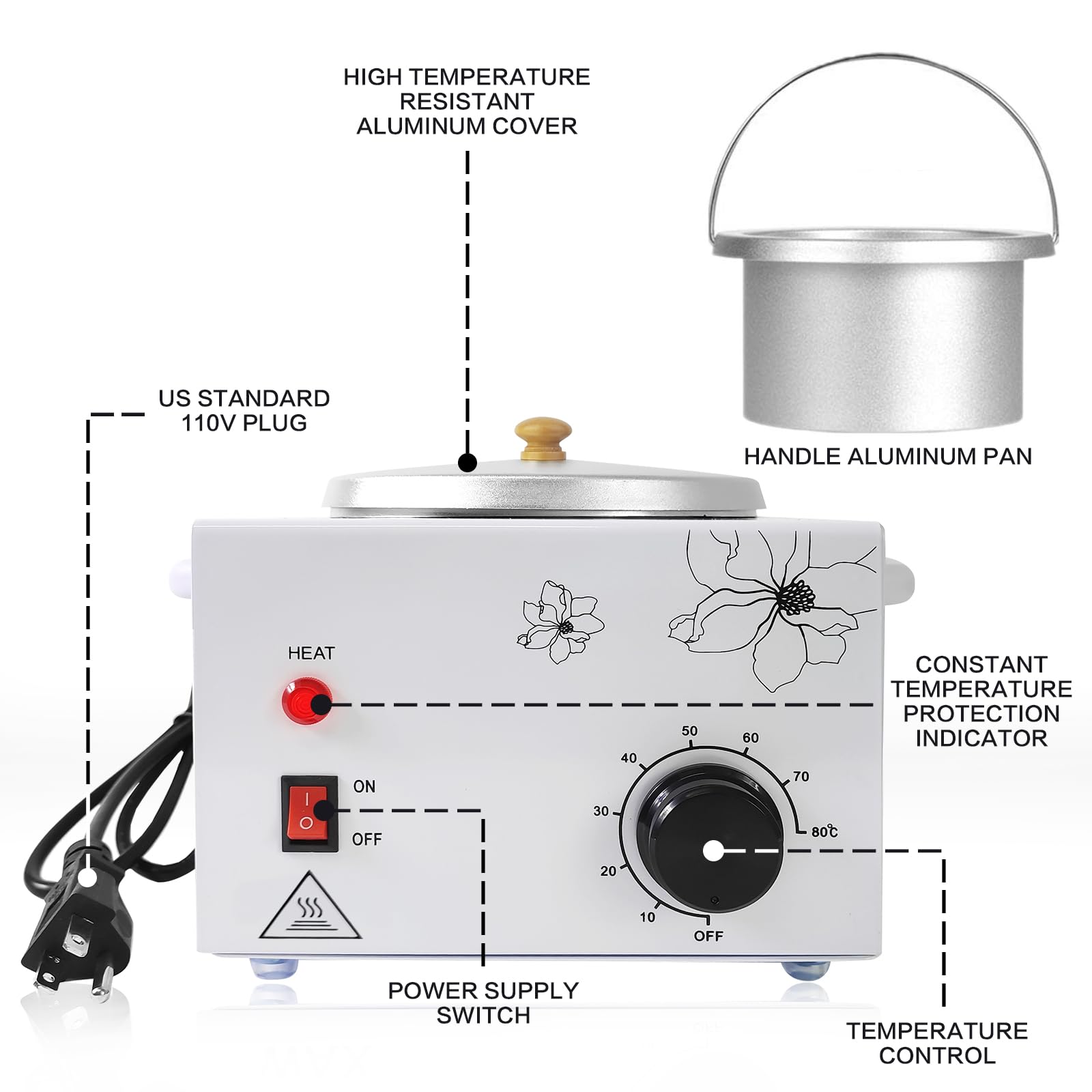 Folconroad portable wax warmer temperature control highlighting adjustable heat