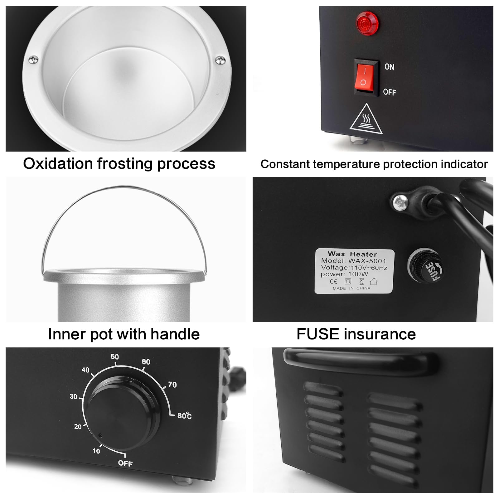 Folconroad wax warmer aluminum shell with heat-resistant handle, durable design