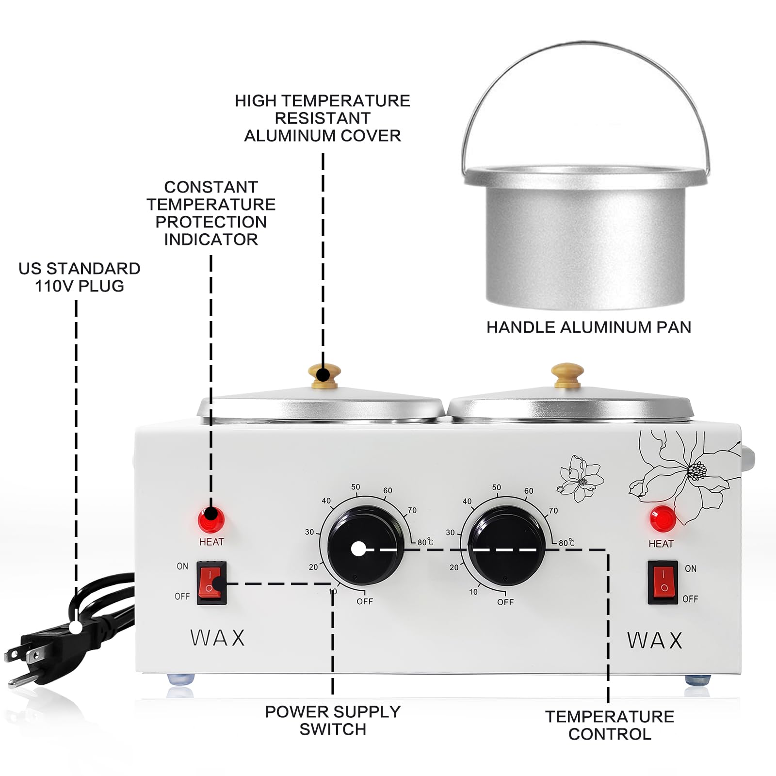 folconroad wax warmer dual pots in use enable simultaneous wax types.