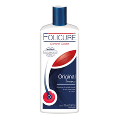 Folicure Original Shampoo bottle pouring for gentle scalp cleansing