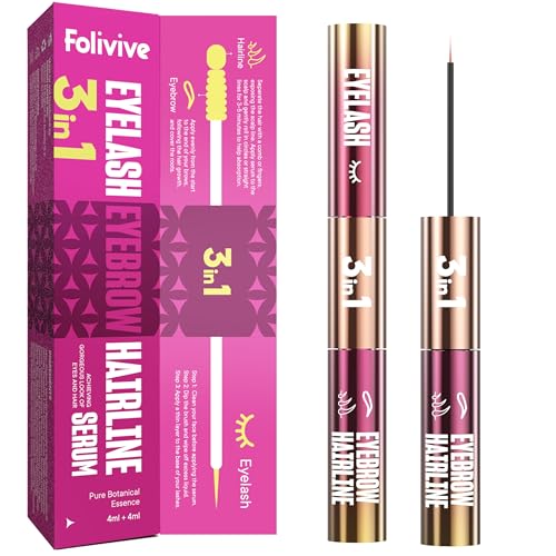 Folivive 3-in-1 serum bottle with dual brushes for precise lash and brow application