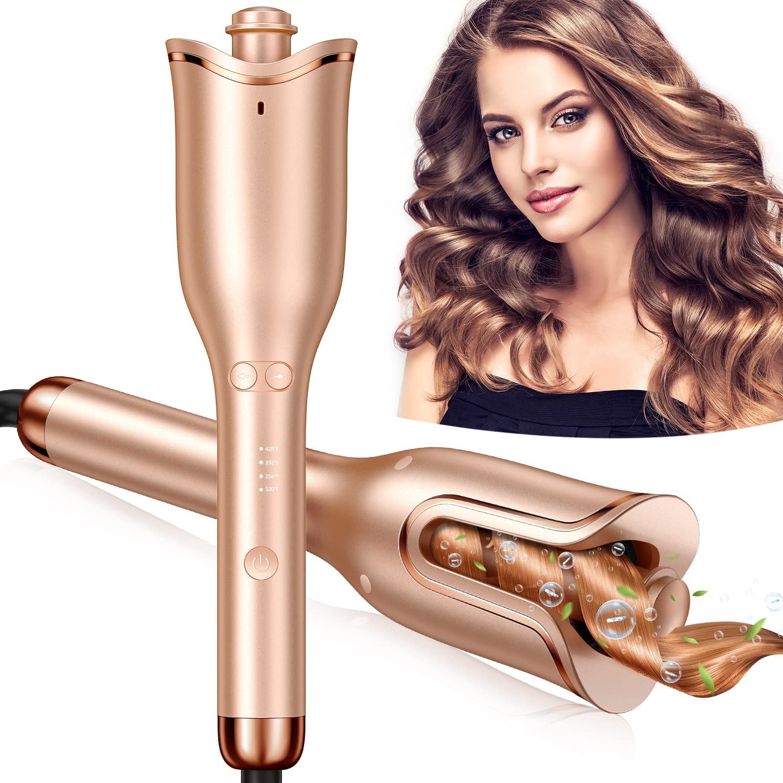 Follexmoe automatic curling iron with 1 inch wand creates quick salon like waves.