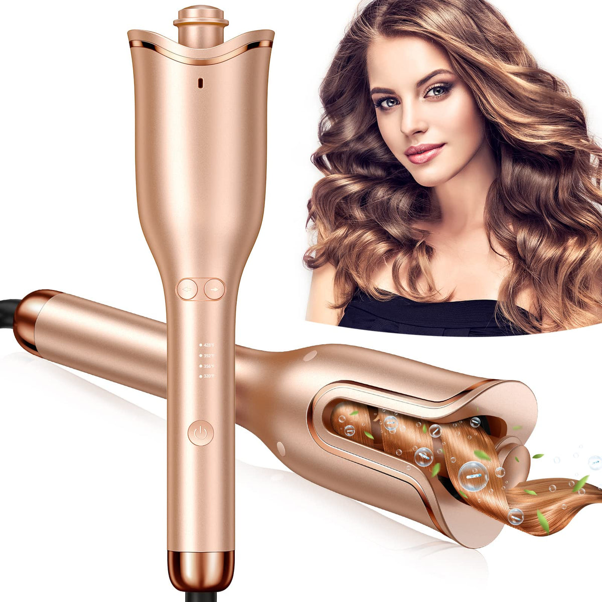 Follexmoe automatic curling iron with 1 inch wand creates quick salon like waves.