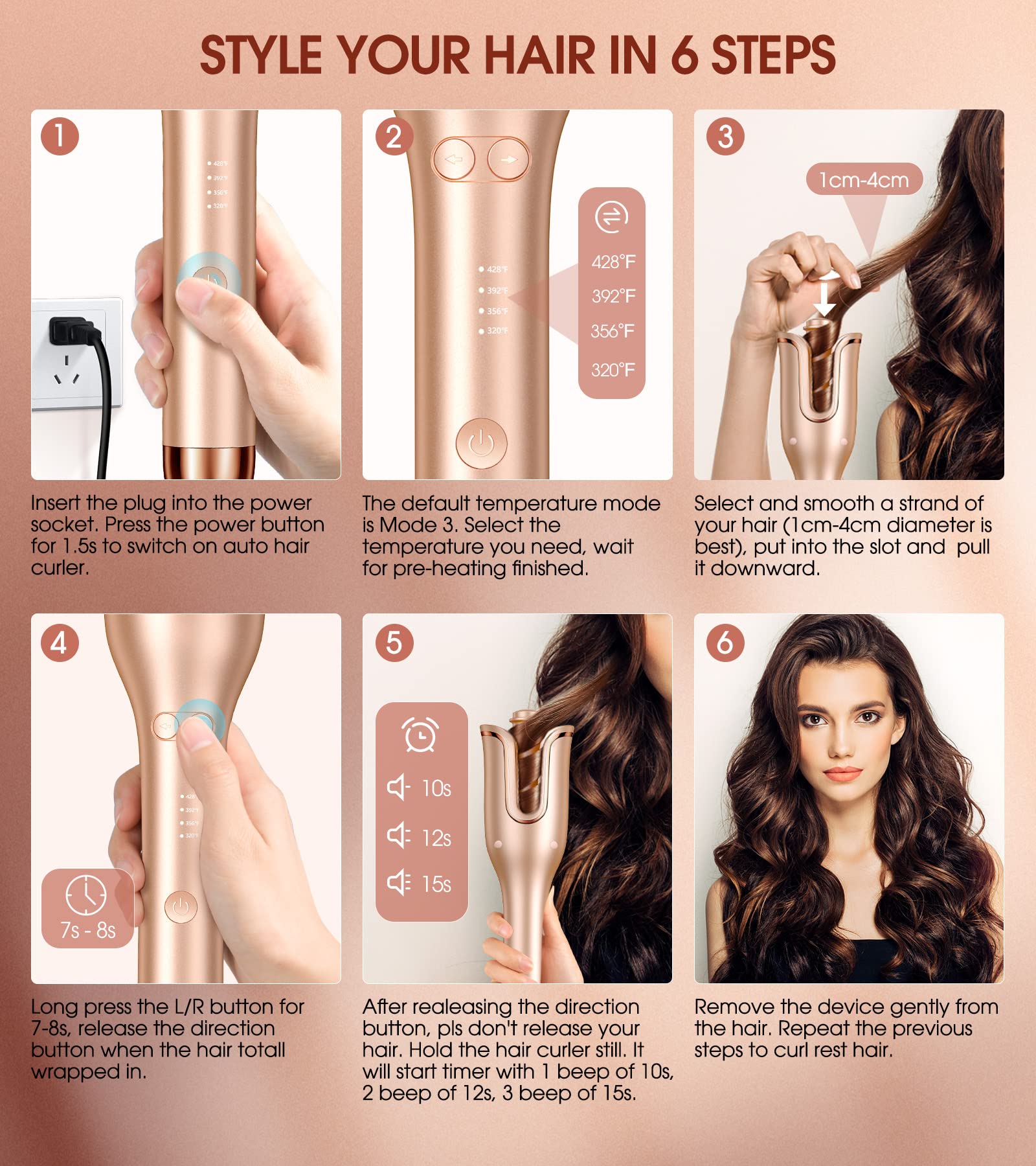 Follexmoe curling iron ceramic tourmaline core reduces frizz and seals moisture.
