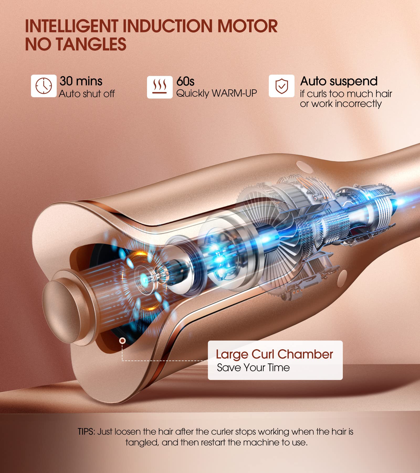 Follexmoe curling iron large slot speeds up curling for thick hair.