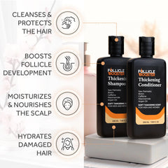 Follicle Booster shampoo ingredient panel highlights caffeine, niacin, zinc for scalp nourishment