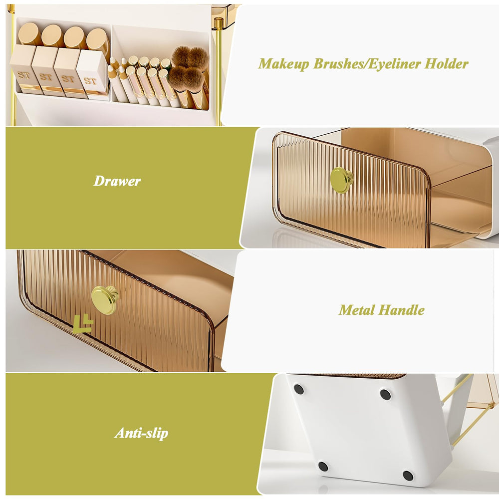 FOLLOWIN amber makeup organizer assembled quickly for instant use