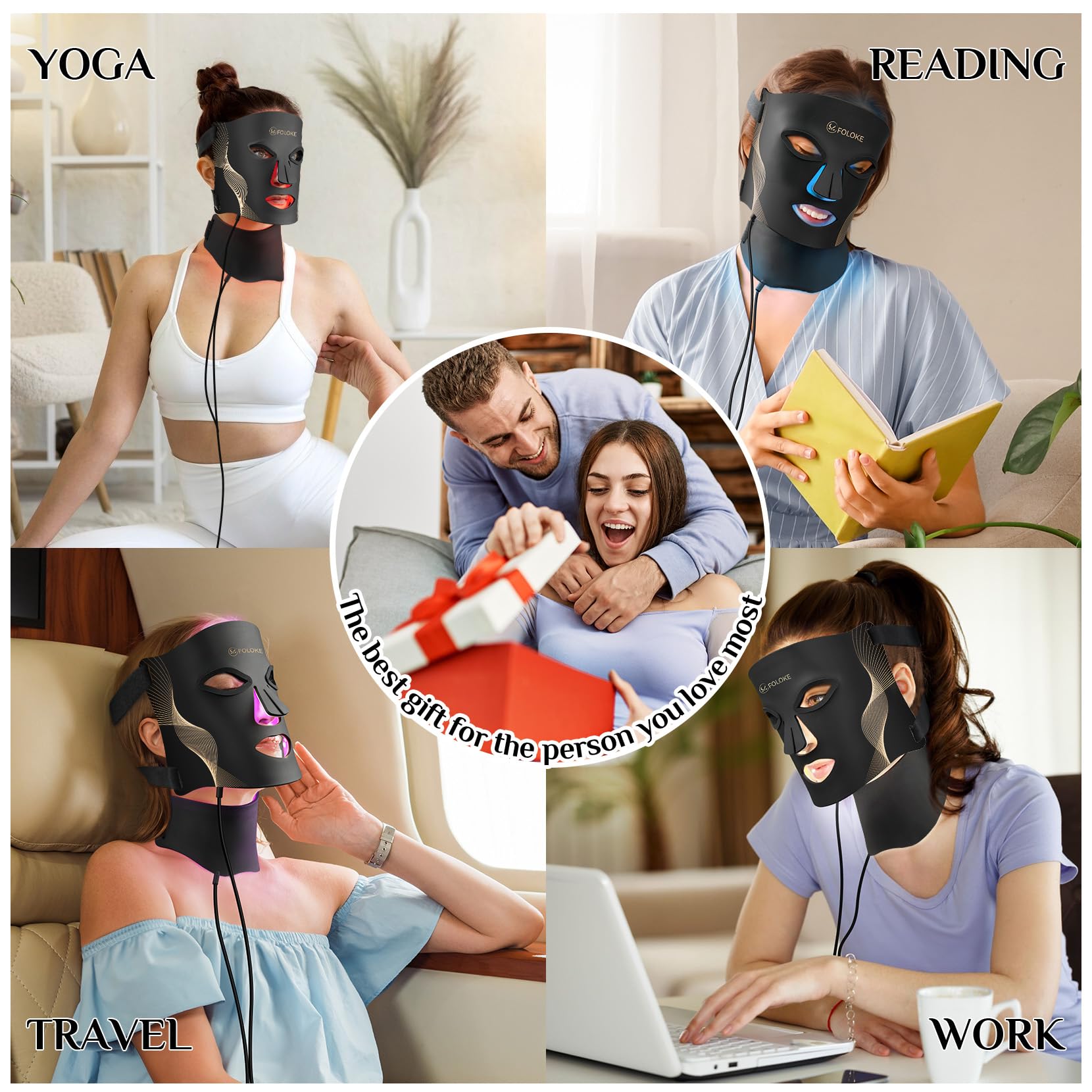FOLOKE advanced black LED mask for effective home skincare routines