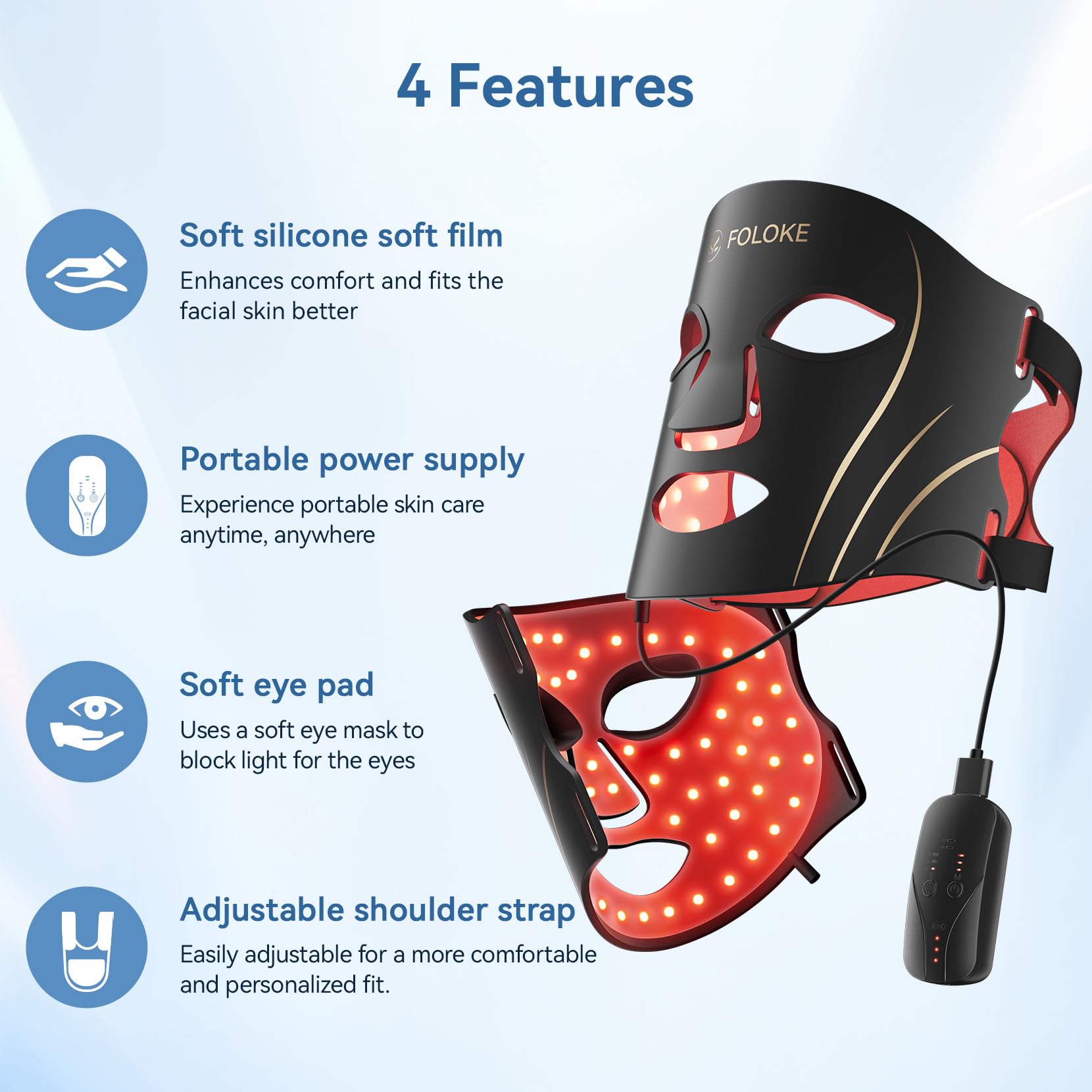 FOLOKE mask on a timer display shows 10-minute sessions for structured routines
