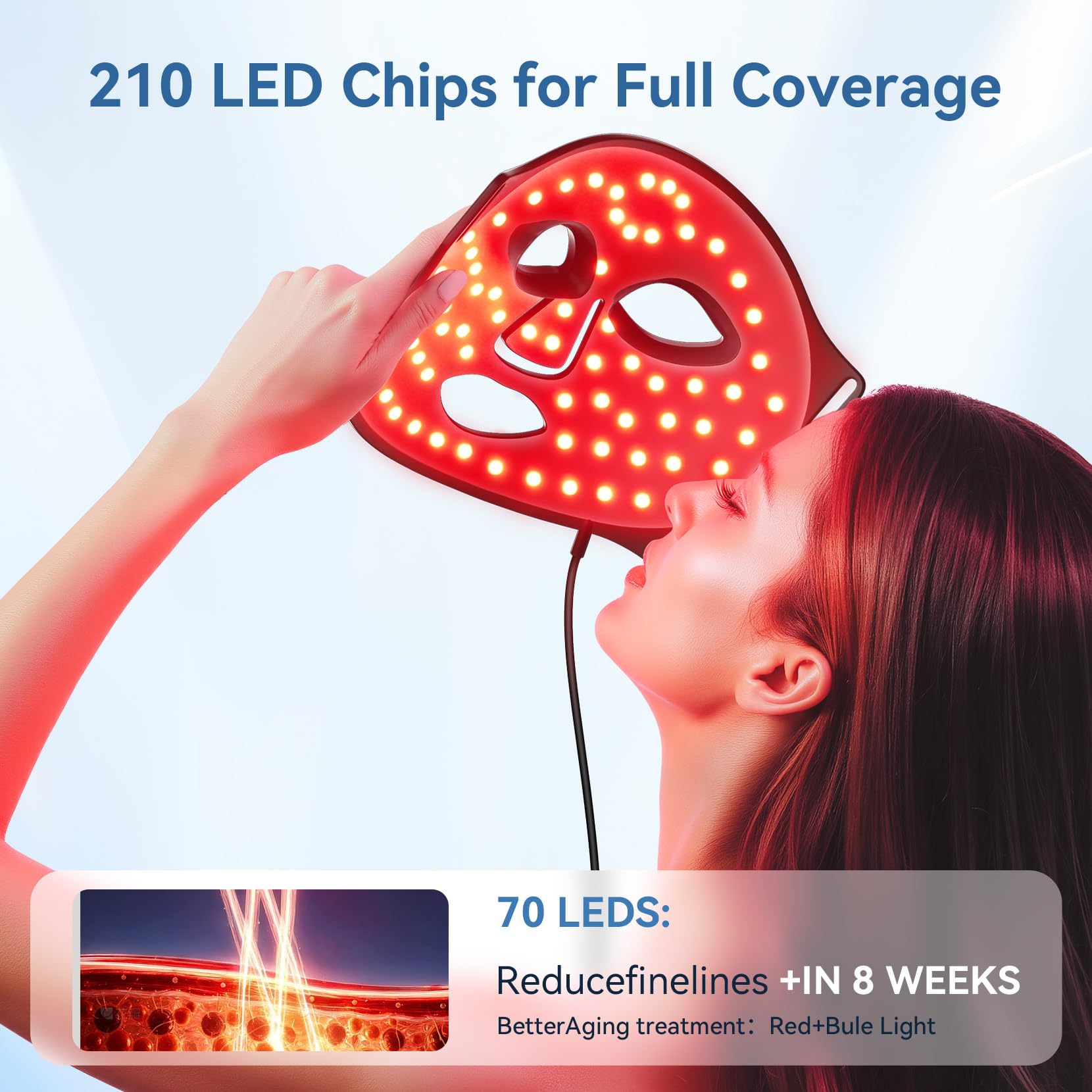 FOLOKE LED mask Type-C charging port visible for quick recharging during travel