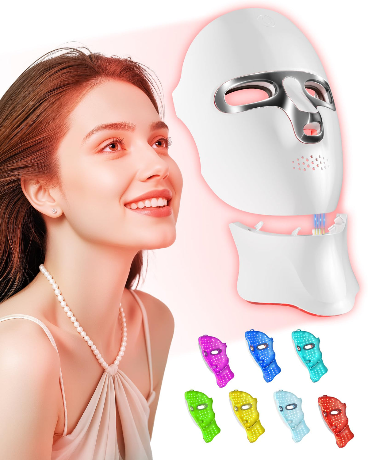 FOLOKE MK66R-B mask worn on the face for at-home skincare sessions