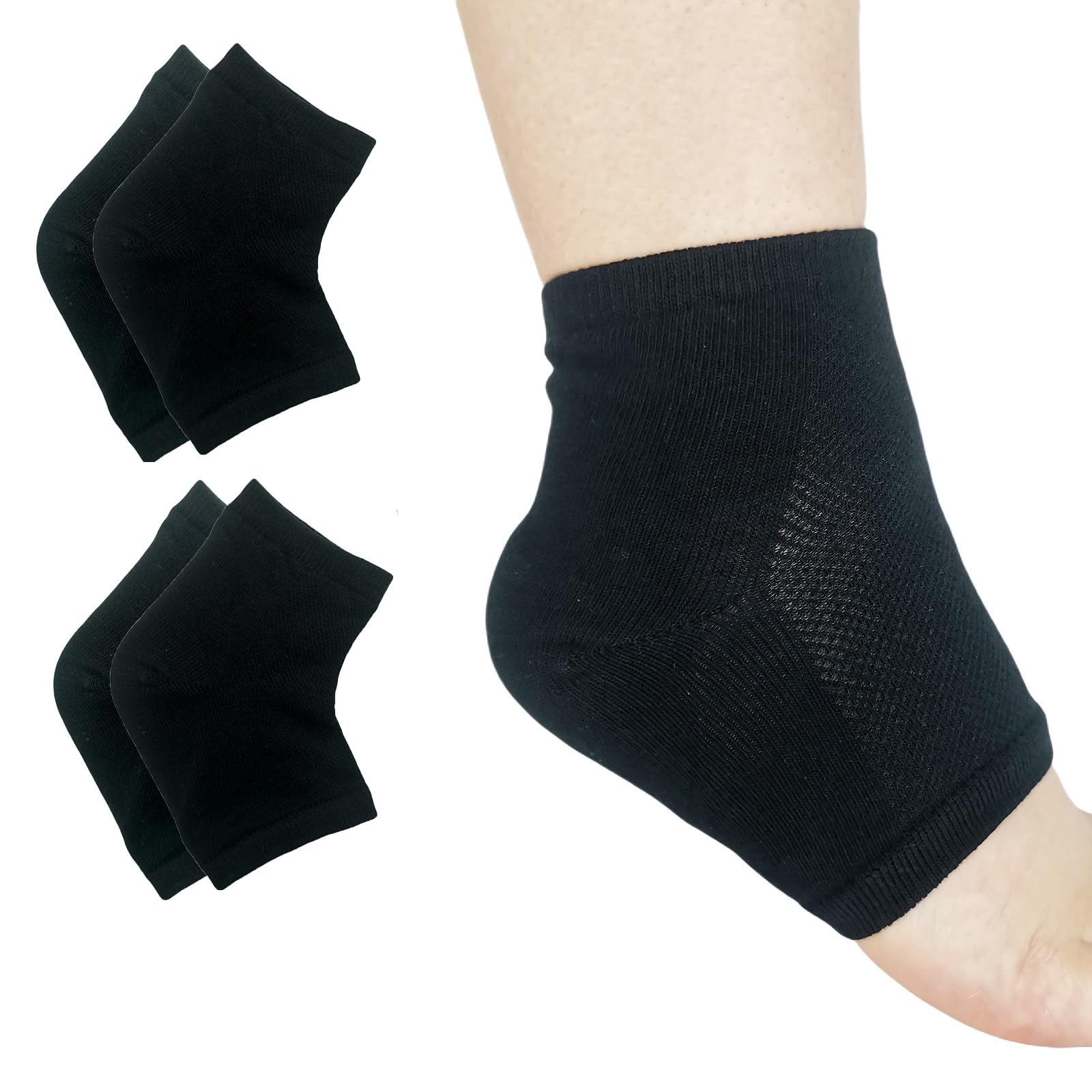 FonsBleaudy gel heel sock package includes two pairs for kids and women, ideal for everyday wear.