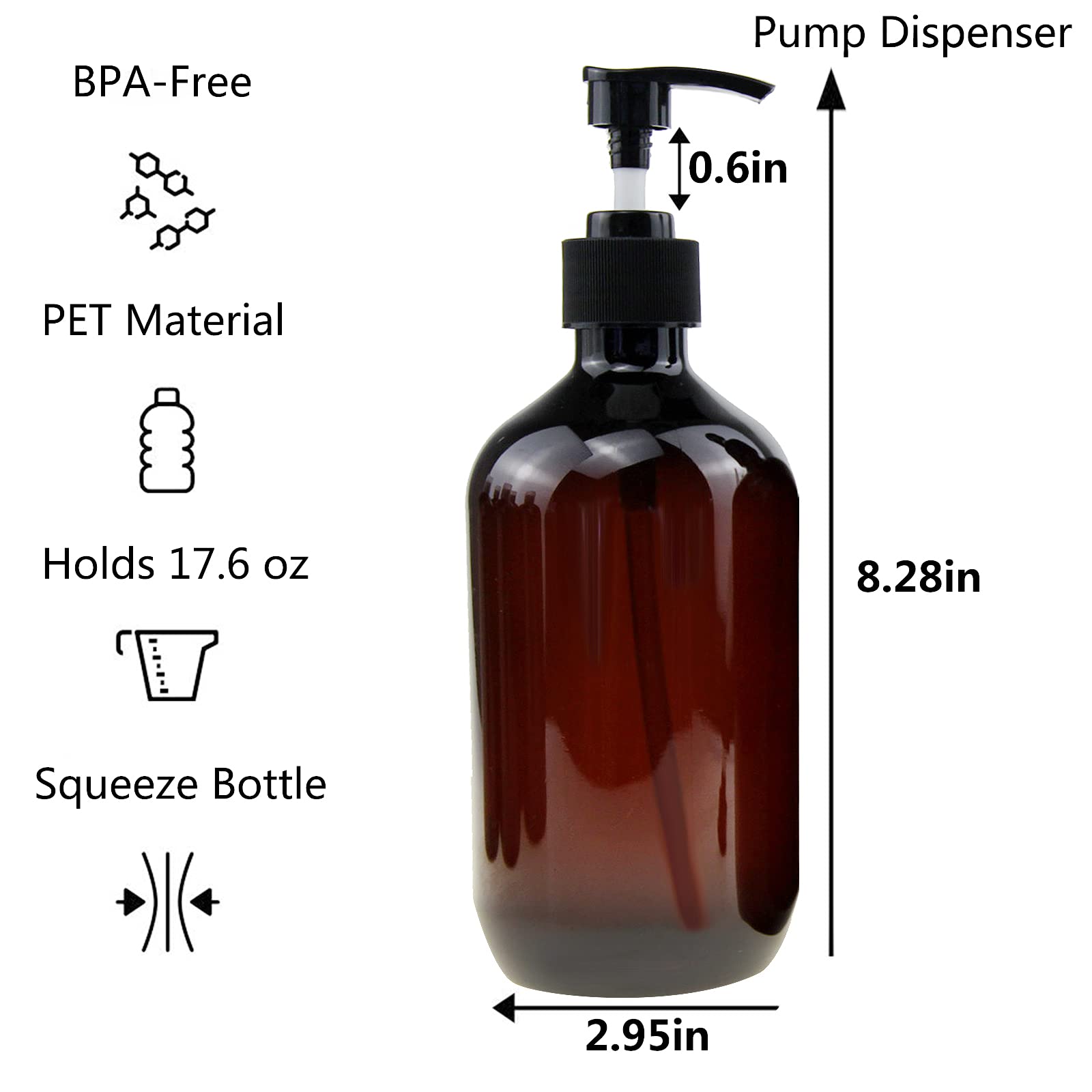 FOOCHY wide-mouth amber bottle enables easy filling and refilling.
