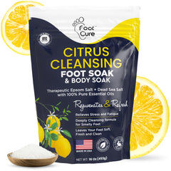 Foot Cure Citrus Detox foot soak bottle with citrus blend for refreshing foot care.