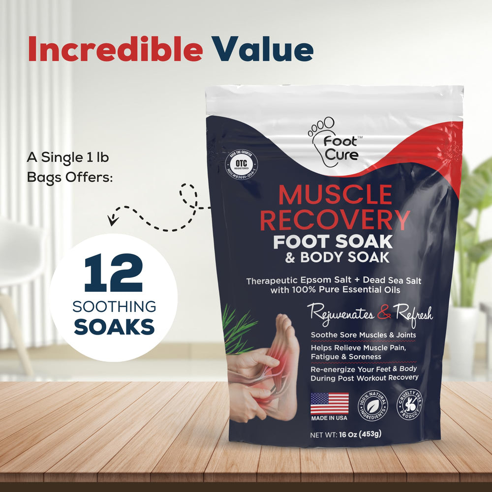 Foot Cure Dead Sea salts lavender oil blend promotes peaceful relaxation.
