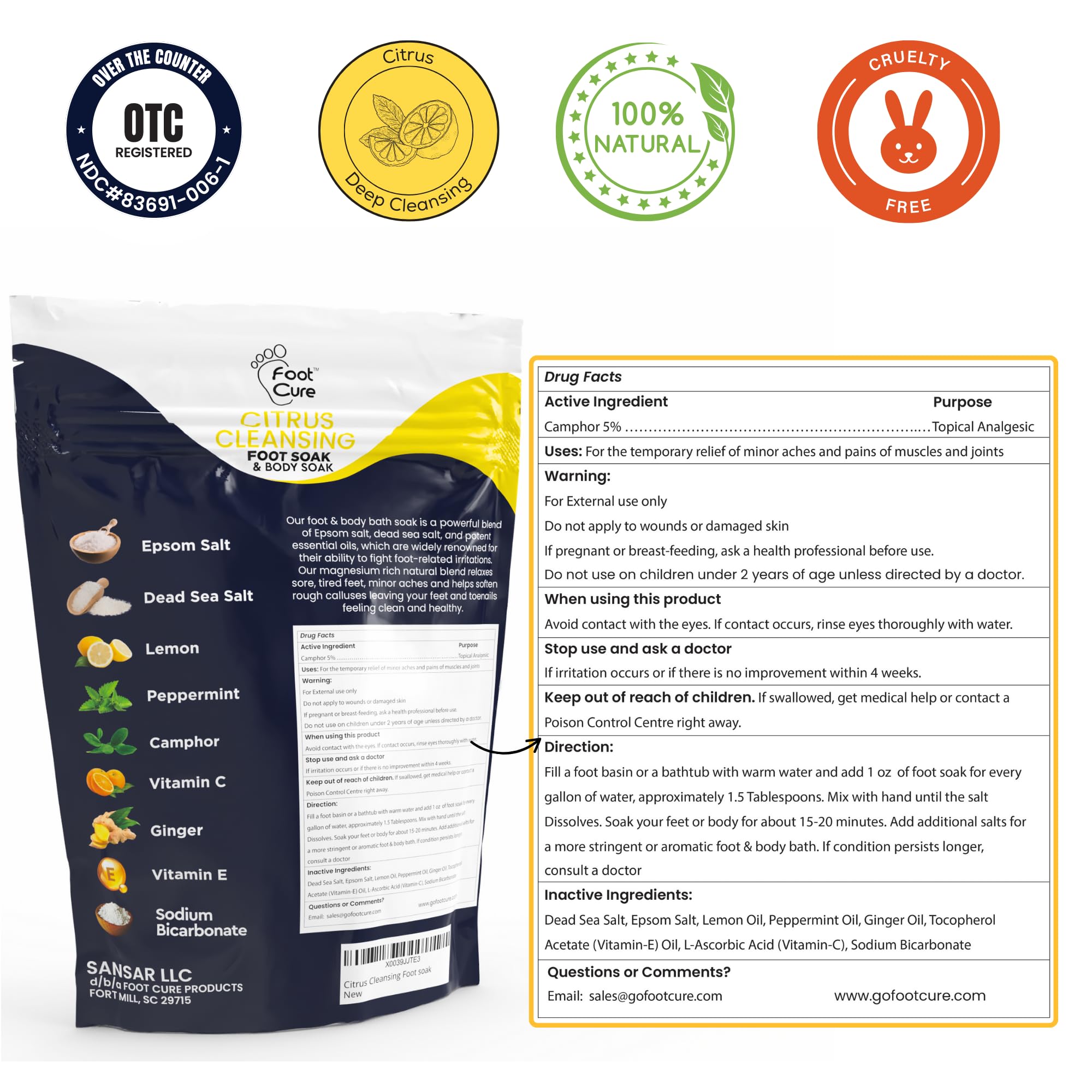 FOOT CURE foot-care routine shot emphasizes regular use for comfortable feet.