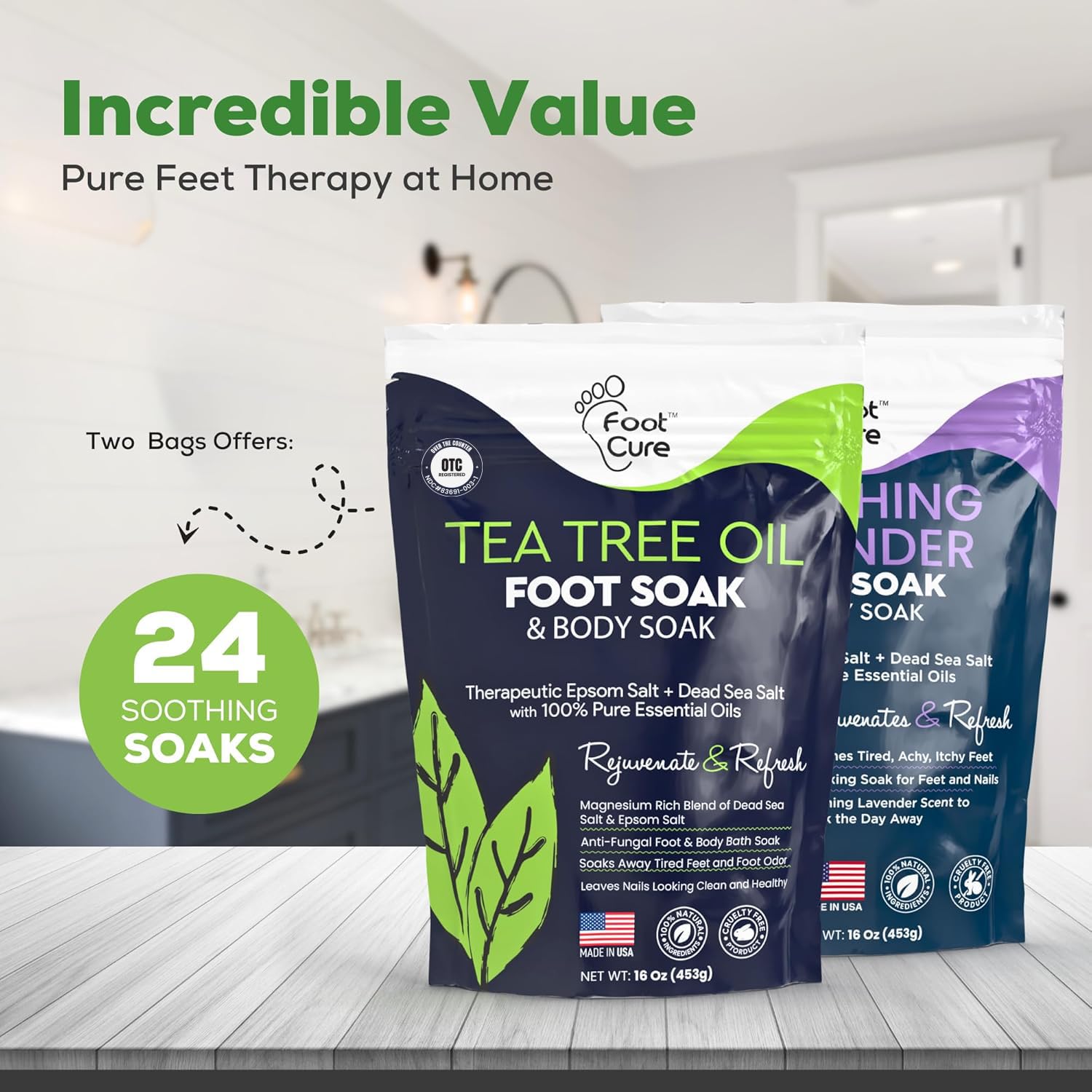 Foot Cure foot soak in tub scene suggests spa pedicure routine