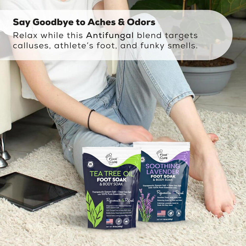 Foot Cure healthy feet after soak display suggests refreshed comfort